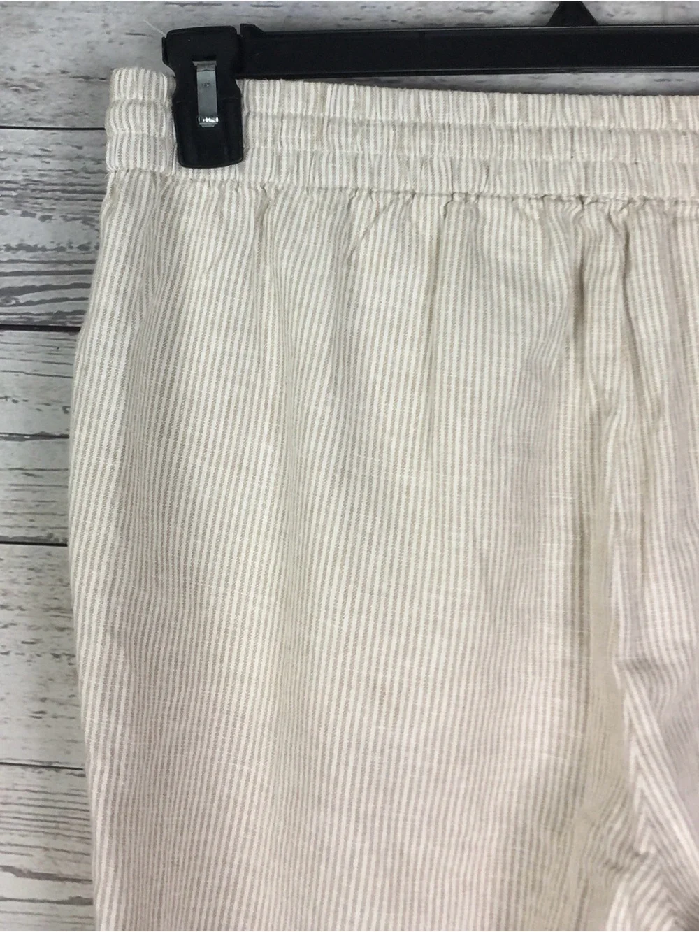 J.Crew Womens Tan White Pinstriped Cotton Linen Drawstring Cuffed Pants Size 10o